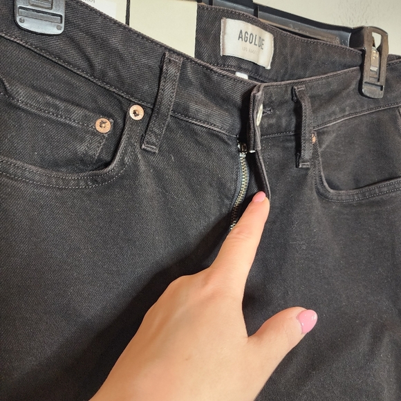 NWT Agolde Devon Stacked Lowrise Stove-Pipe Black Jeans Organic Cotton Size 26 - Picture 7 of 15